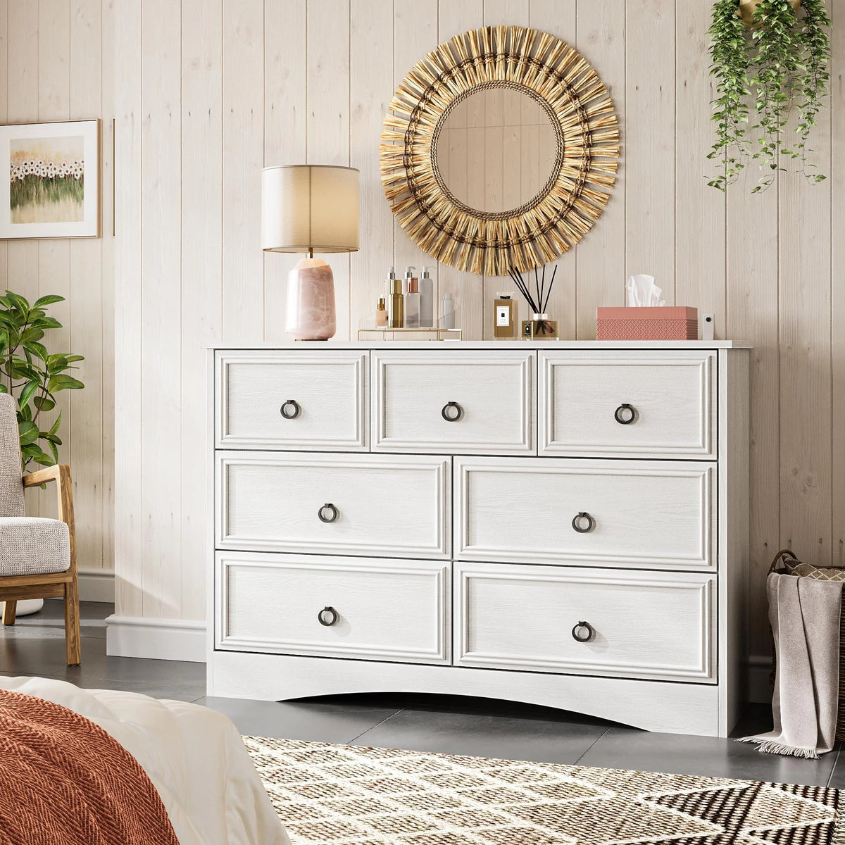 Gray 7 Drawer Wood Dresser V7198