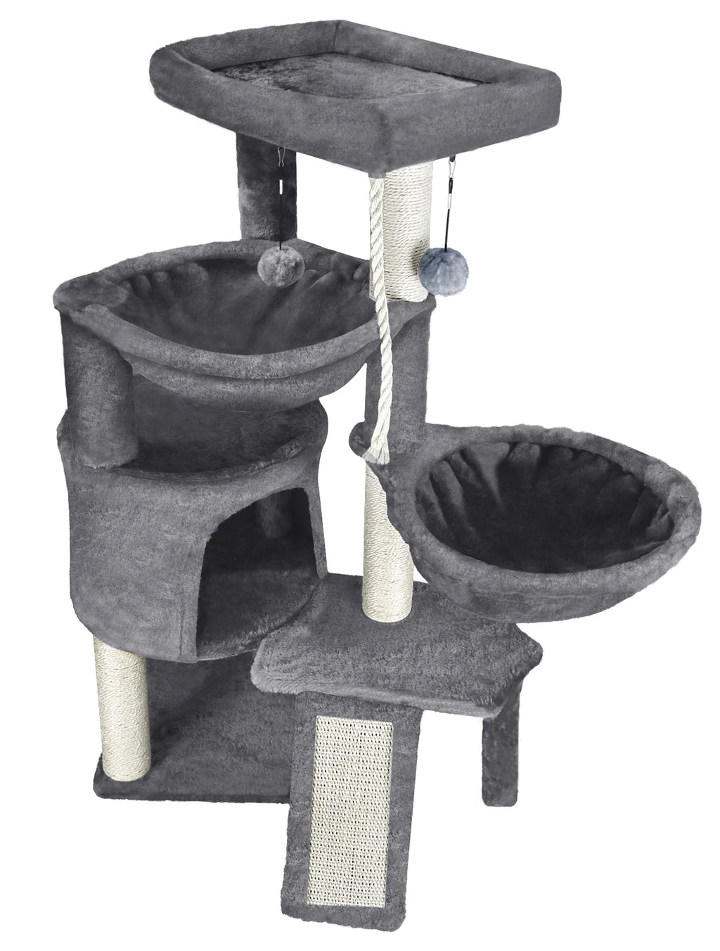 Grey Cat Tree with Scratching Posts and Hammocks E3617