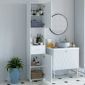 White Wood Cabinet with Doors and Shelves A774035