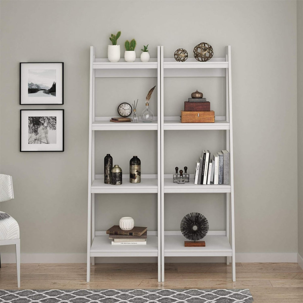 Black 4 Shelf Ladder Bookcase F51123