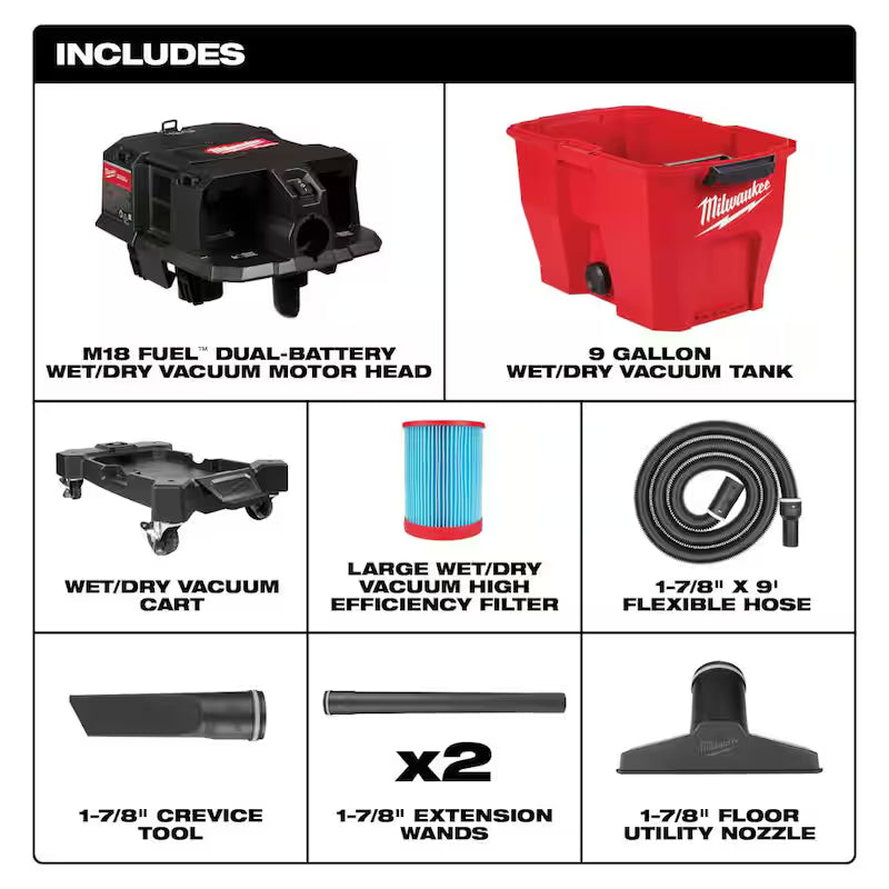 9 Gal. Cordless Wet/Dry Shop Vacuum with Swiveling Palm Brush Tool O806