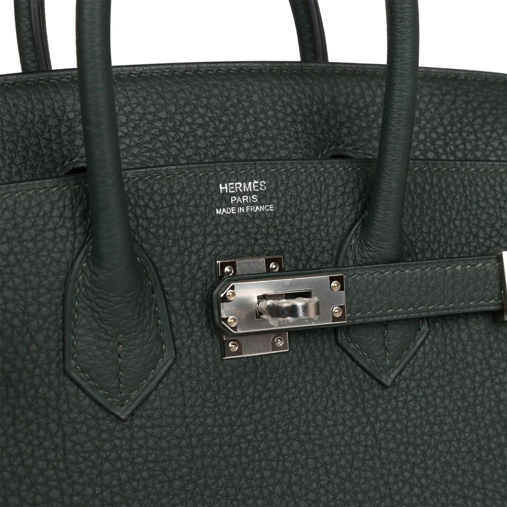 Birkin 25 Vert Fonce Togo Palladium Hardware M814
