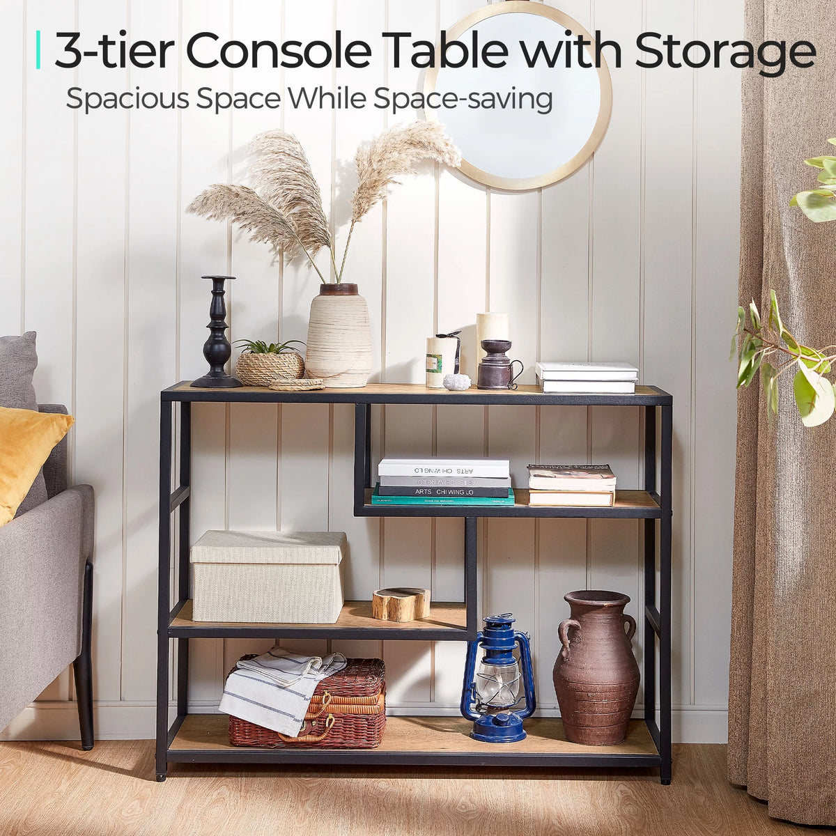 Narrow 4 Tier Wood Console Table J89848