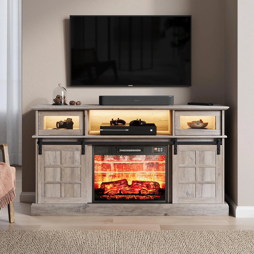 Gray Fireplace TV Stand with 23" Electric Fireplace S660837