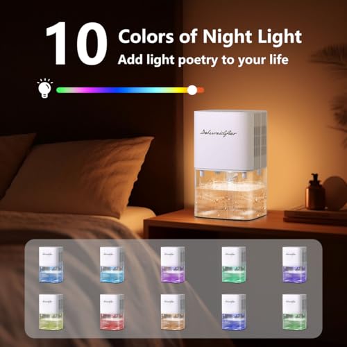 1800ML Small Dehumidifier with 10 Color Lights 5 Timers 3 Modes K810190