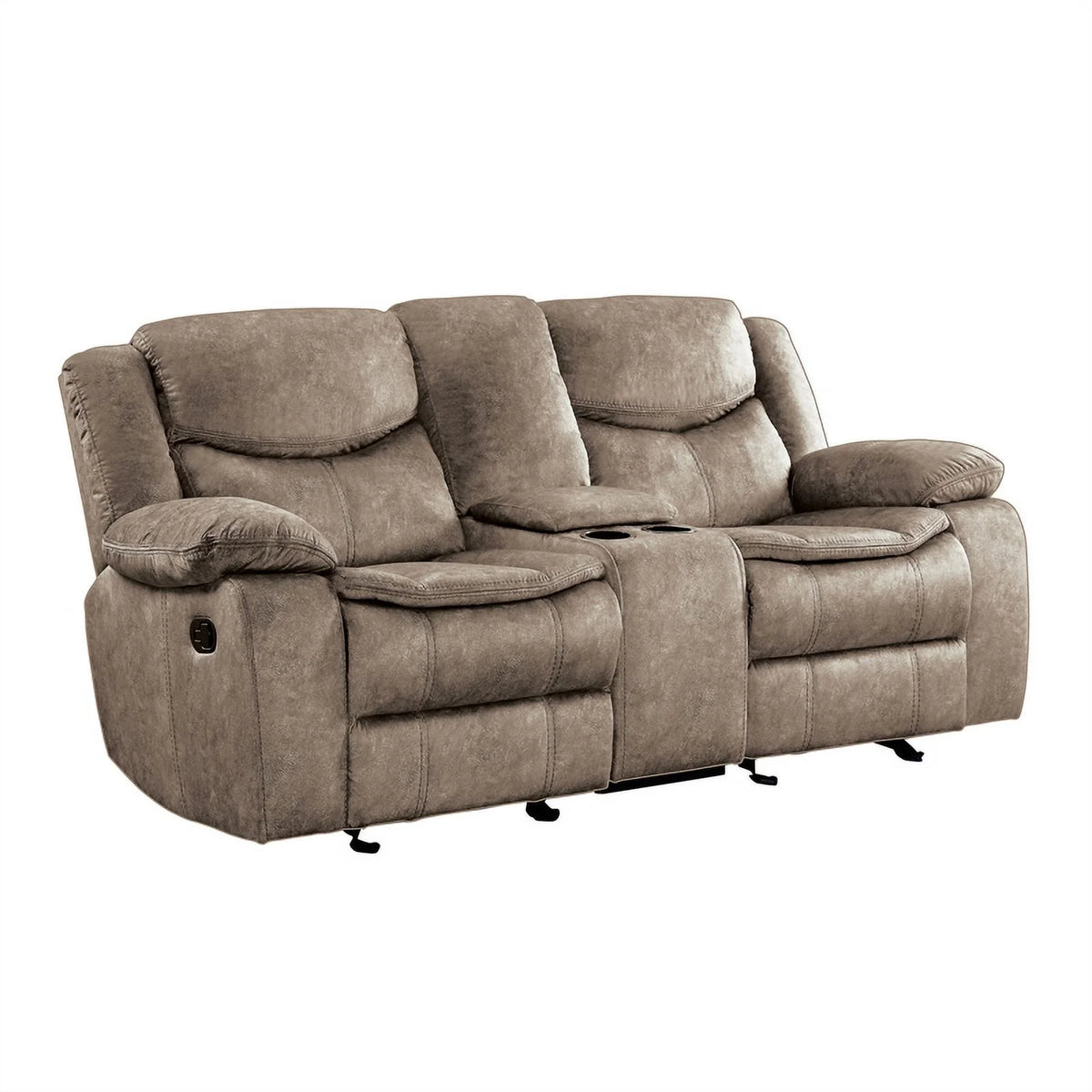Brown Microfiber 2-Piece Reclining Sofa Set I476