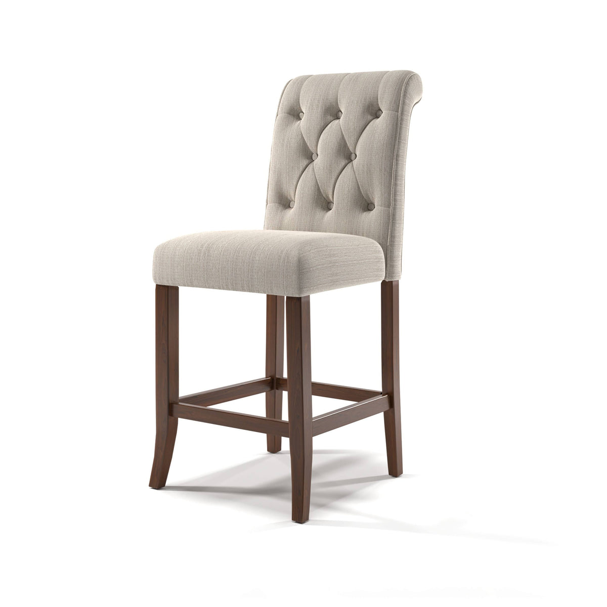Beige Chenille Counter Height Chair Set of 2 E338