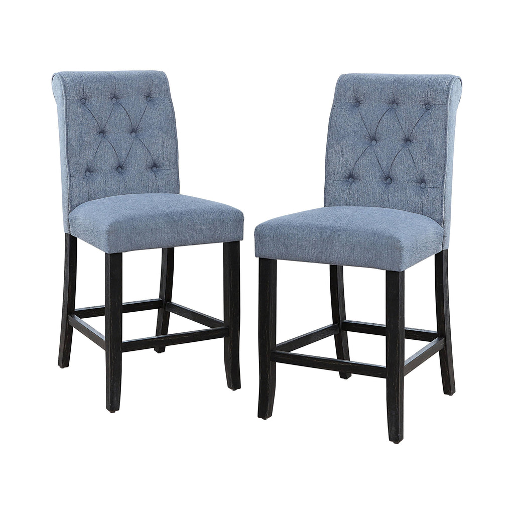 Beige Chenille Counter Height Chair Set of 2 E338