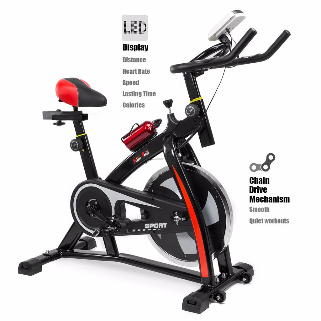Blue Stationary Exercise Bike with Bottle Holder M1155