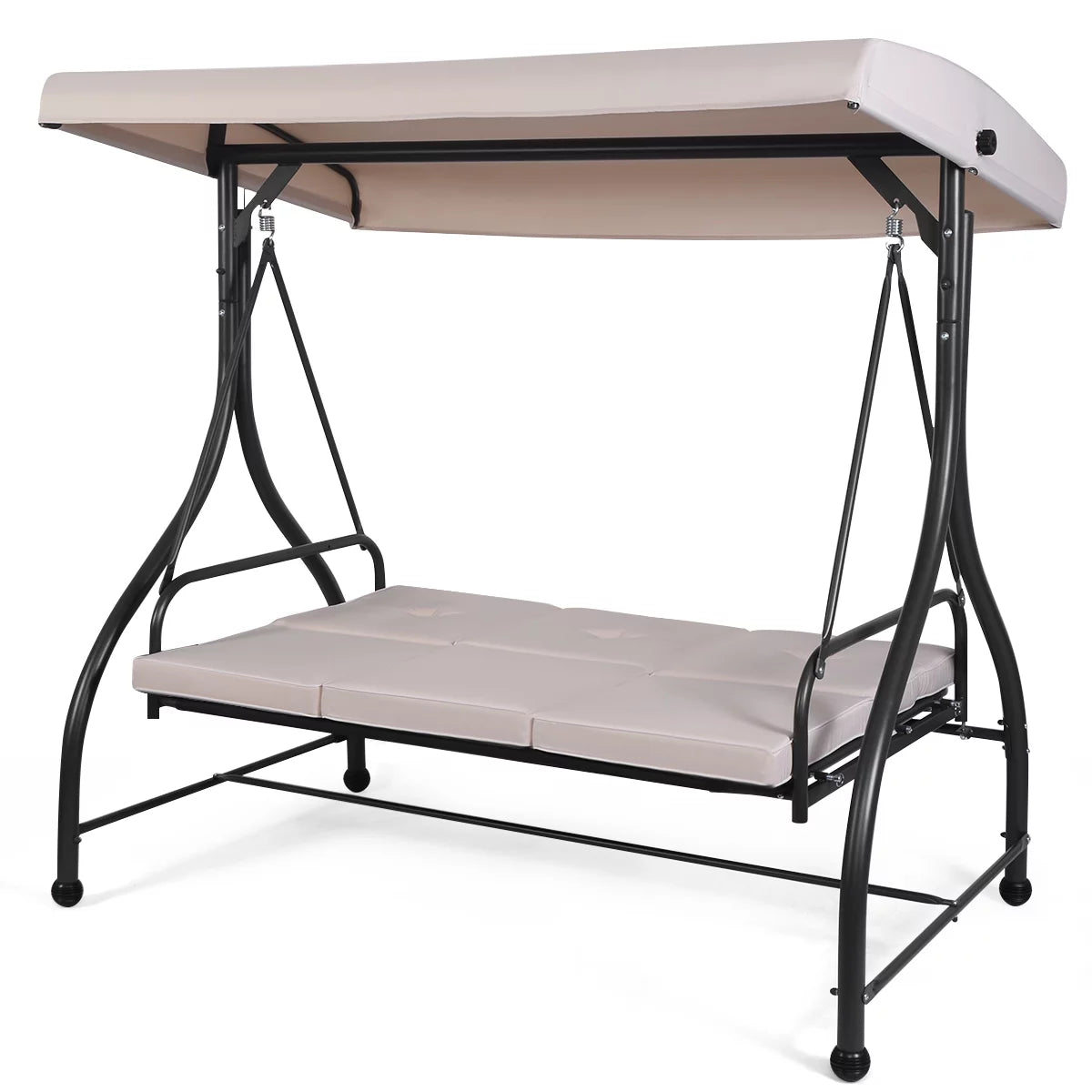 Converting Outdoor Swing Canopy Hammock 3 Seats Beige X129