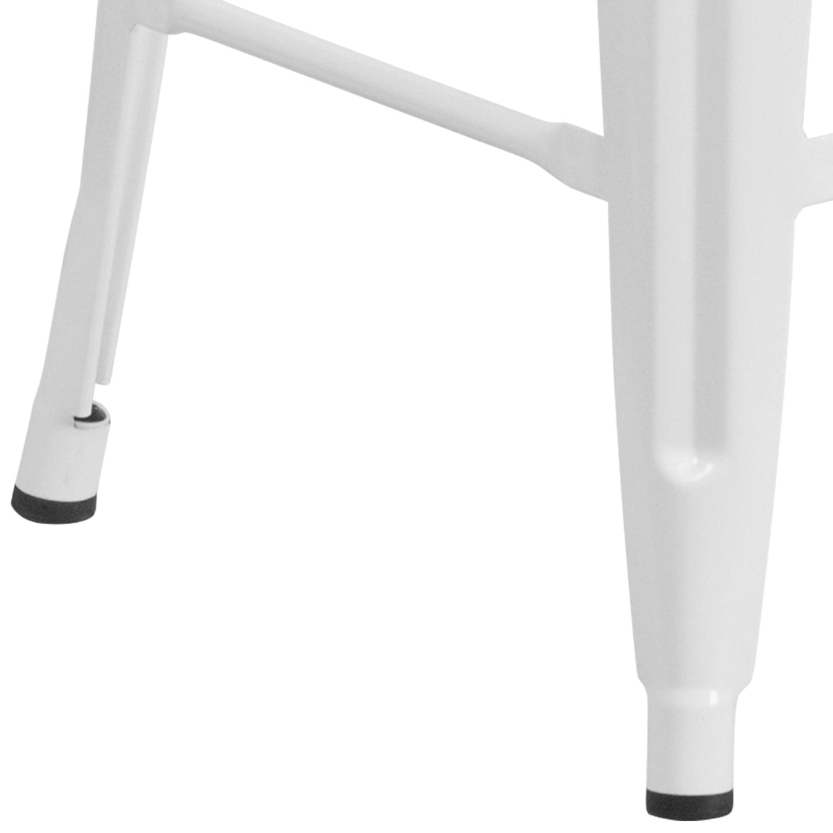 White Metal Counter Height Dining Stool with Wooden Seat K76150
