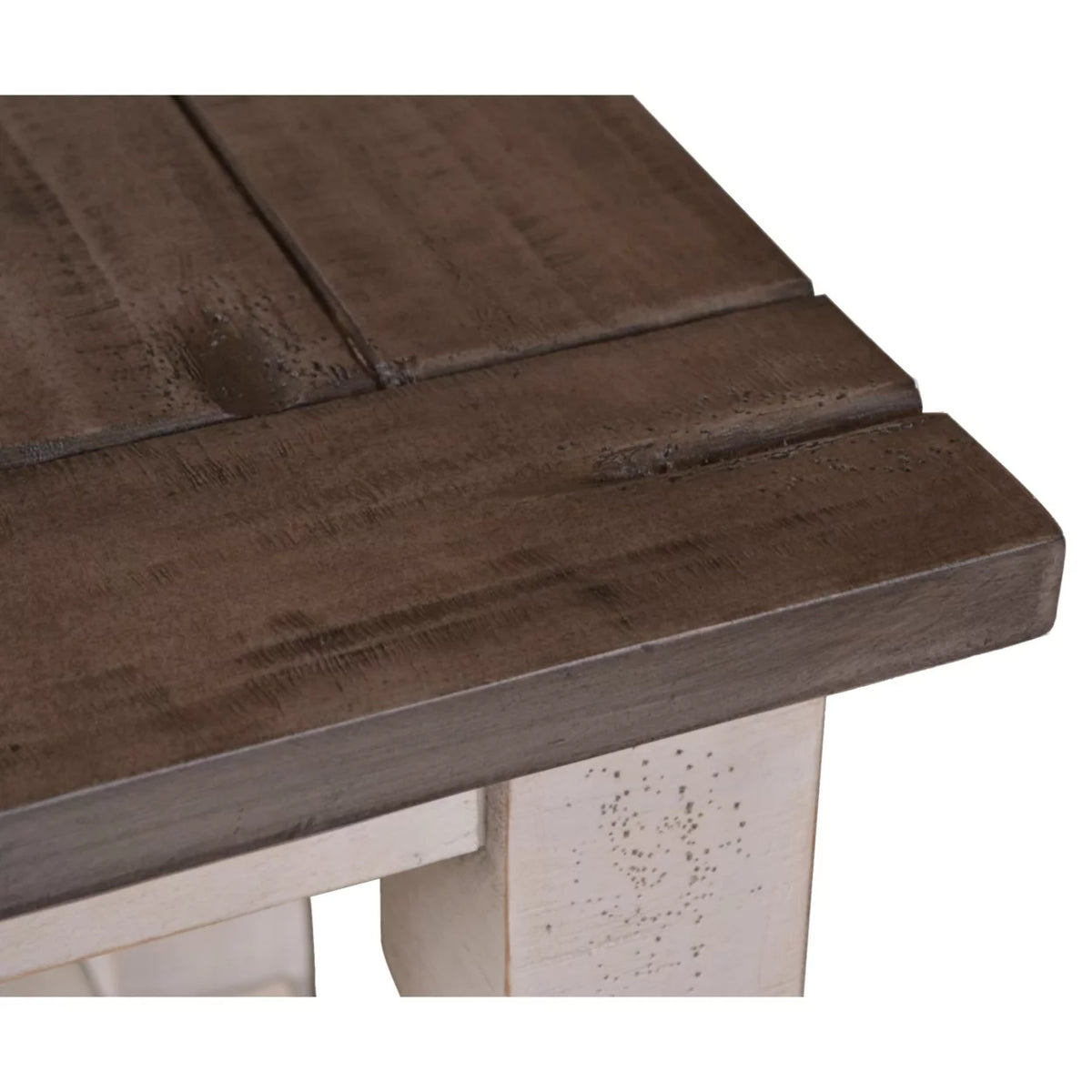 Cottage White and Brown Rectangular Wood End Table G69661