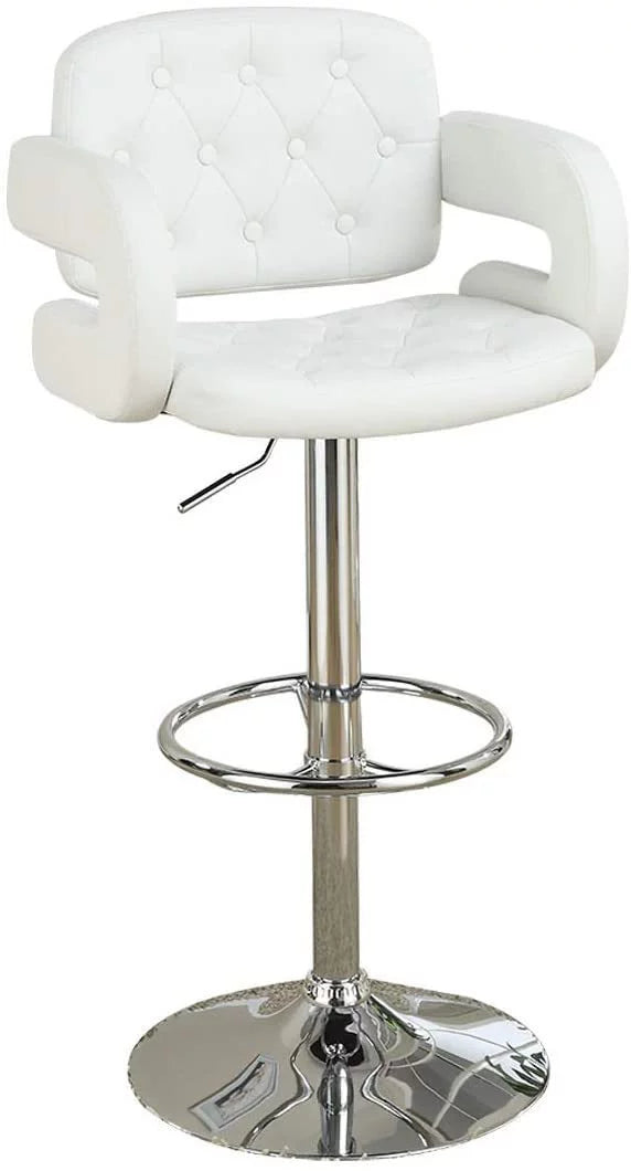 White Tufted Leather Swivel Barstool U771
