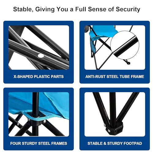Folding Camping Chair with Cooler Bag, Blue G8176