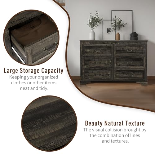 Farmhouse 6 Drawer Wood Dresser D83805