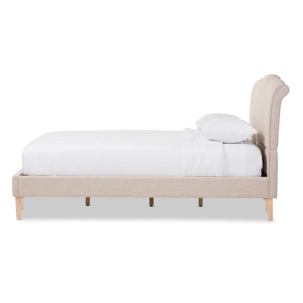 Beige Queen Platform Bed E193