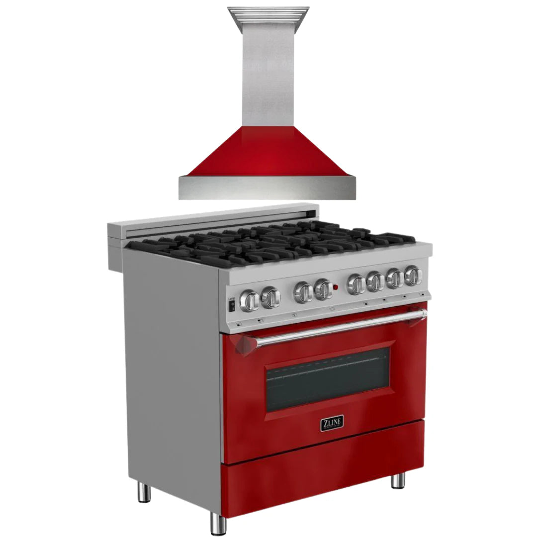 36 Dual Fuel Range with Range Hood Appliance Package M8692