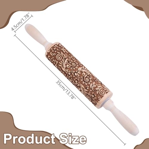 Embossed Wooden Rolling Pin 35cm X175061