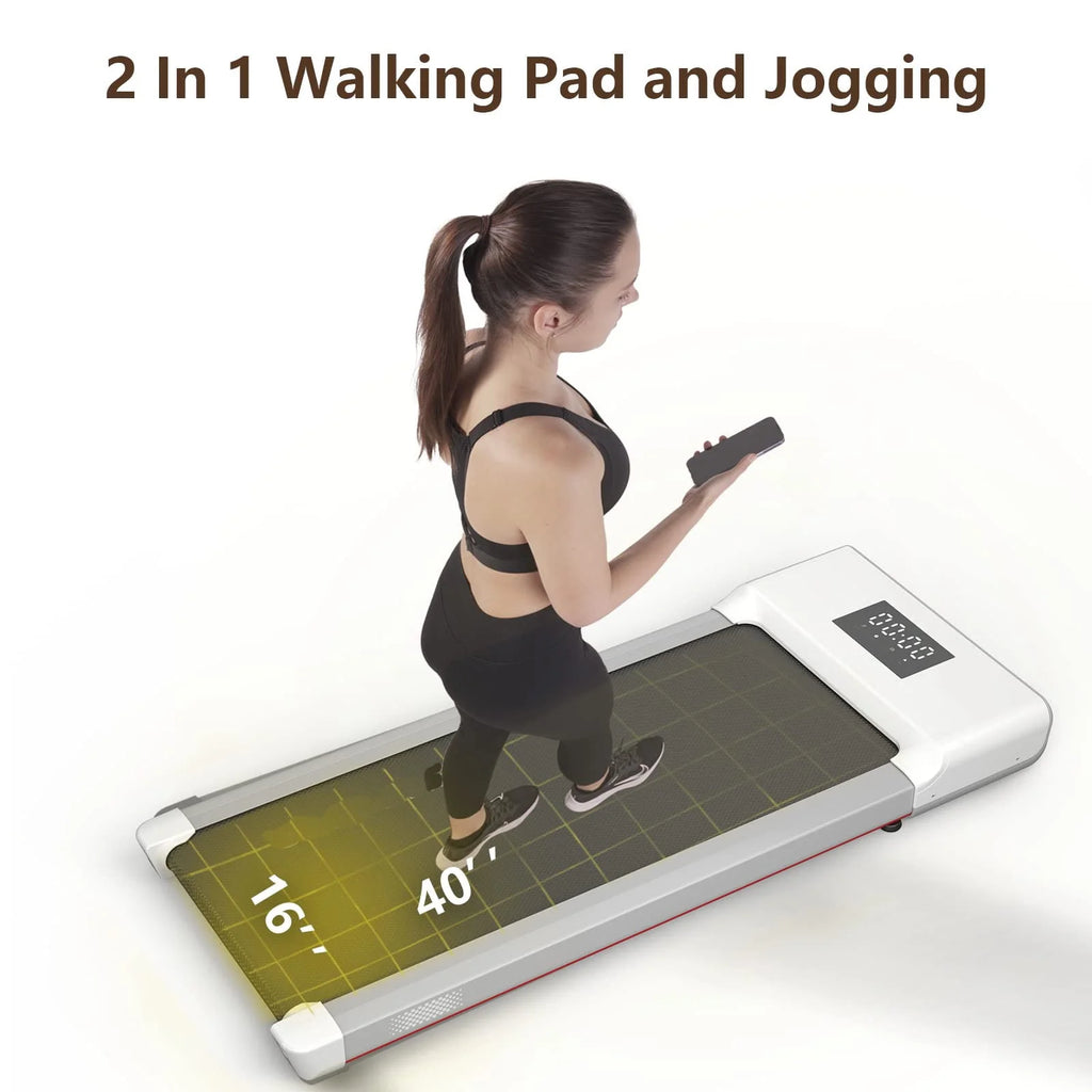 Walking Pad Treadmill 2 in 1 with Remote Control LED Display White I47876