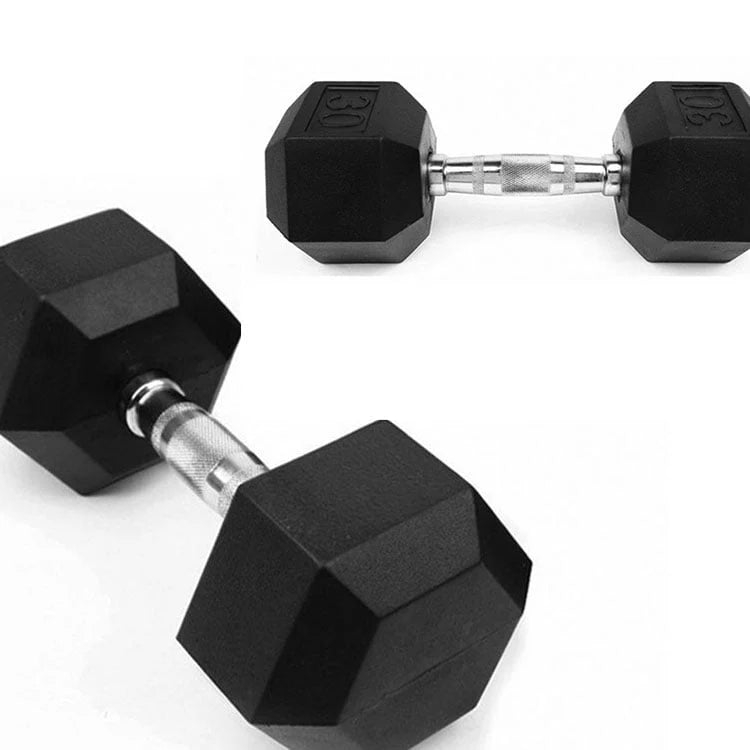 115 lbs Rubber Coated Hex Dumbbell Q6645
