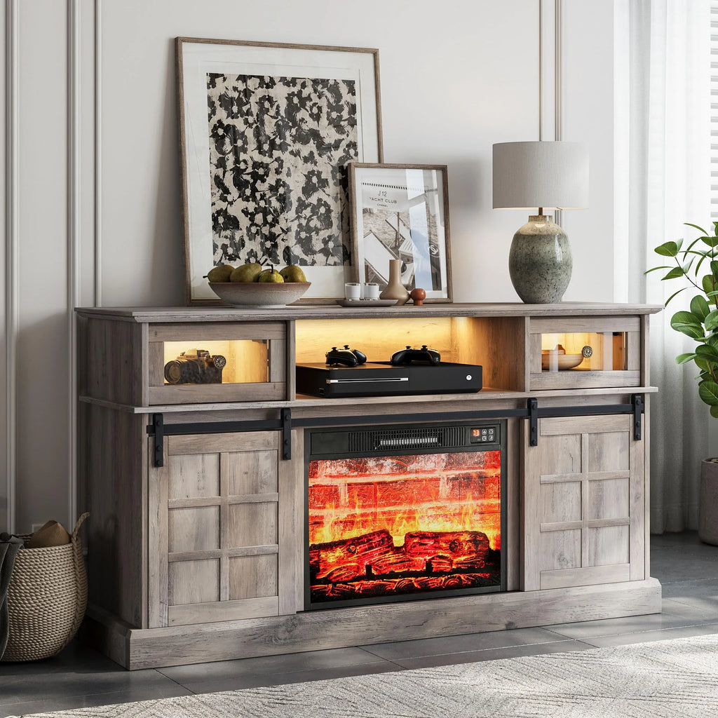 Gray Fireplace TV Stand with 23" Electric Fireplace S660837