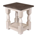 Cottage White and Brown Rectangular Wood End Table G69661