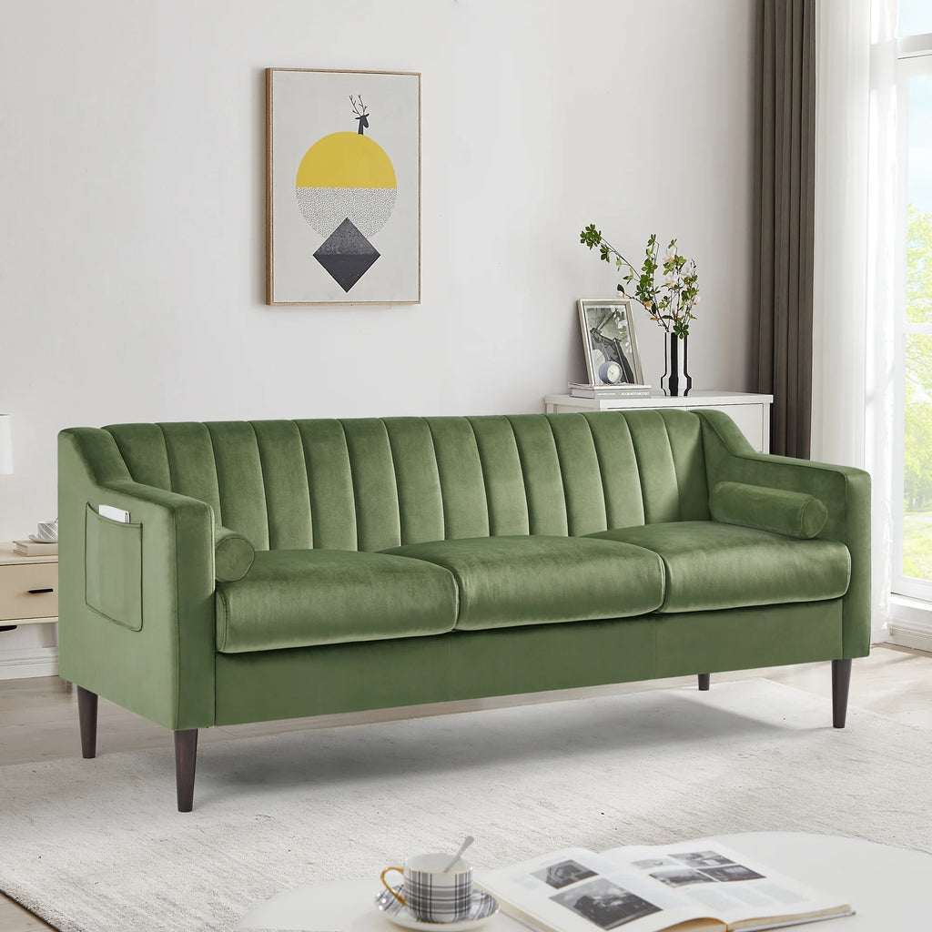 Green Velvet 3 Seats Sofa E1842