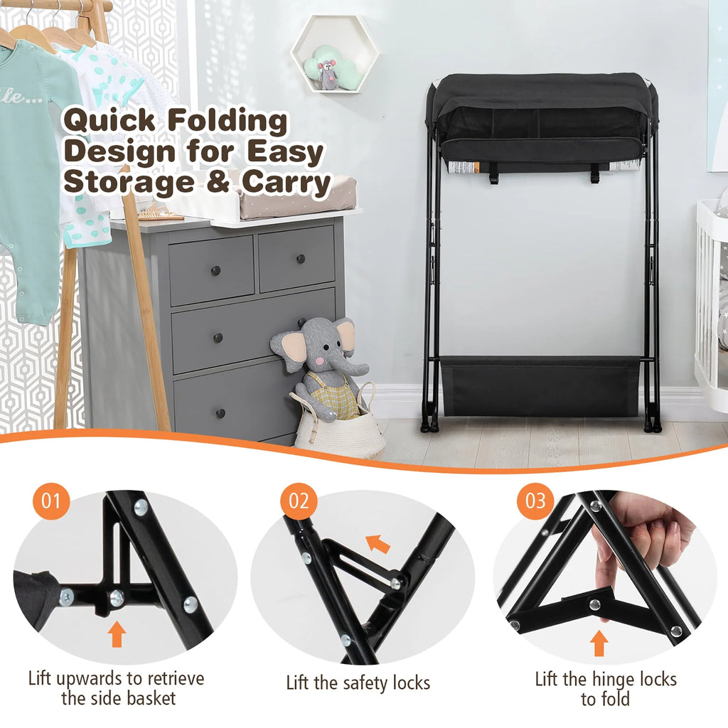 Folding Baby Changing Table with Storage Black B534197
