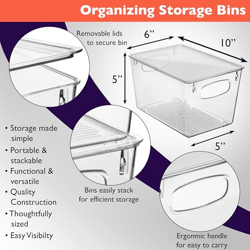 Plastic Storage Bins with Lids, 4 Pack G472365