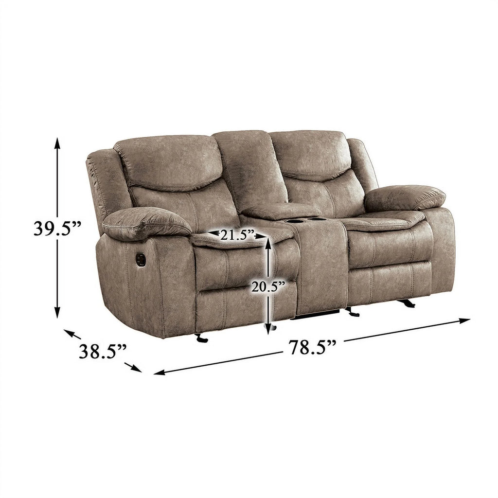 Brown Microfiber 2-Piece Reclining Sofa Set I476