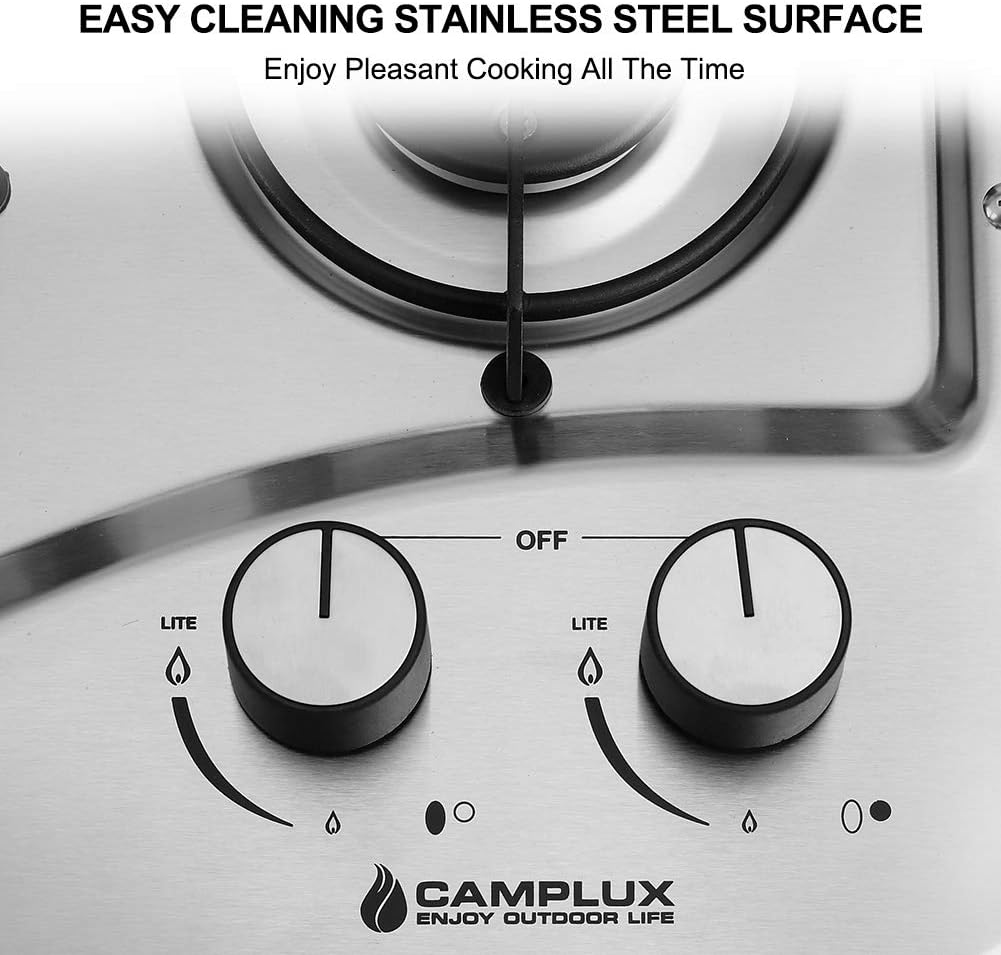 2 Burner Stainless Steel Propane Gas Cooktop W1867