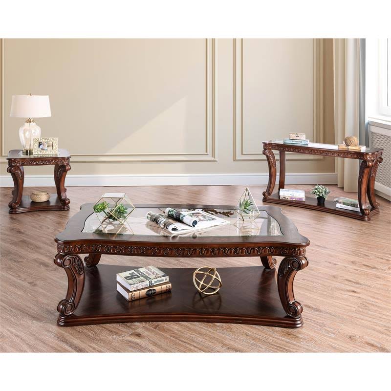 Dark Oak Wood Open Shelf Sofa Table N885
