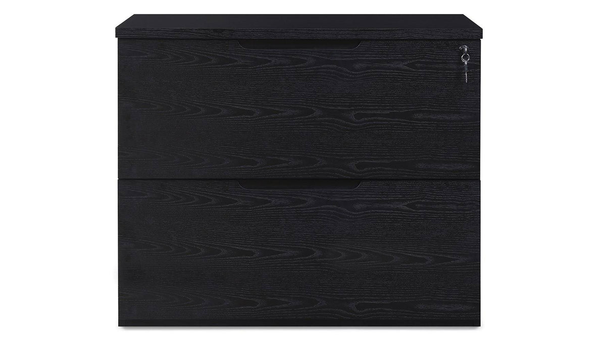 Black Oak 2 Drawer Lateral Filing Cabinet L593