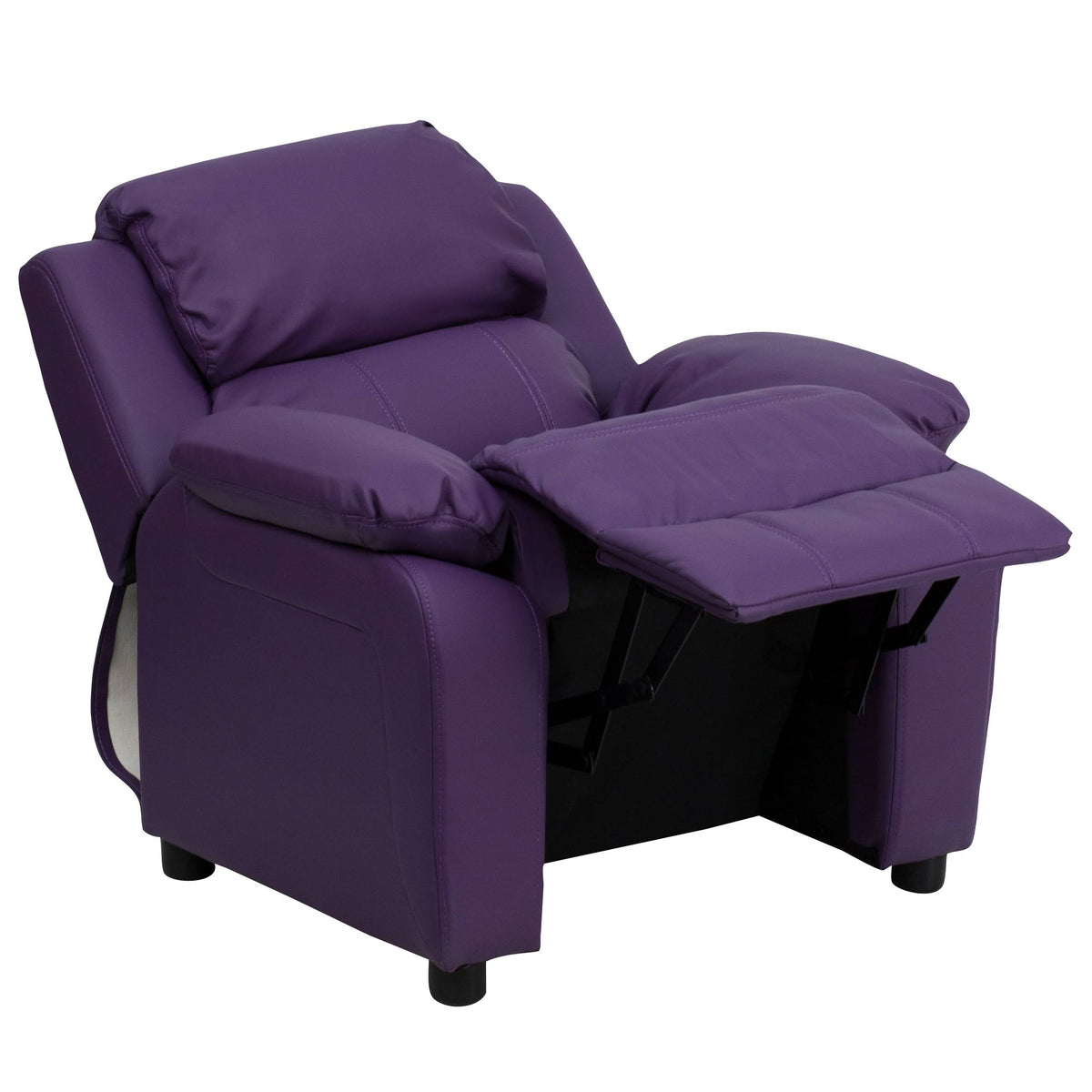 Green Vinyl Kids Recliner with Storage Arms K4254
