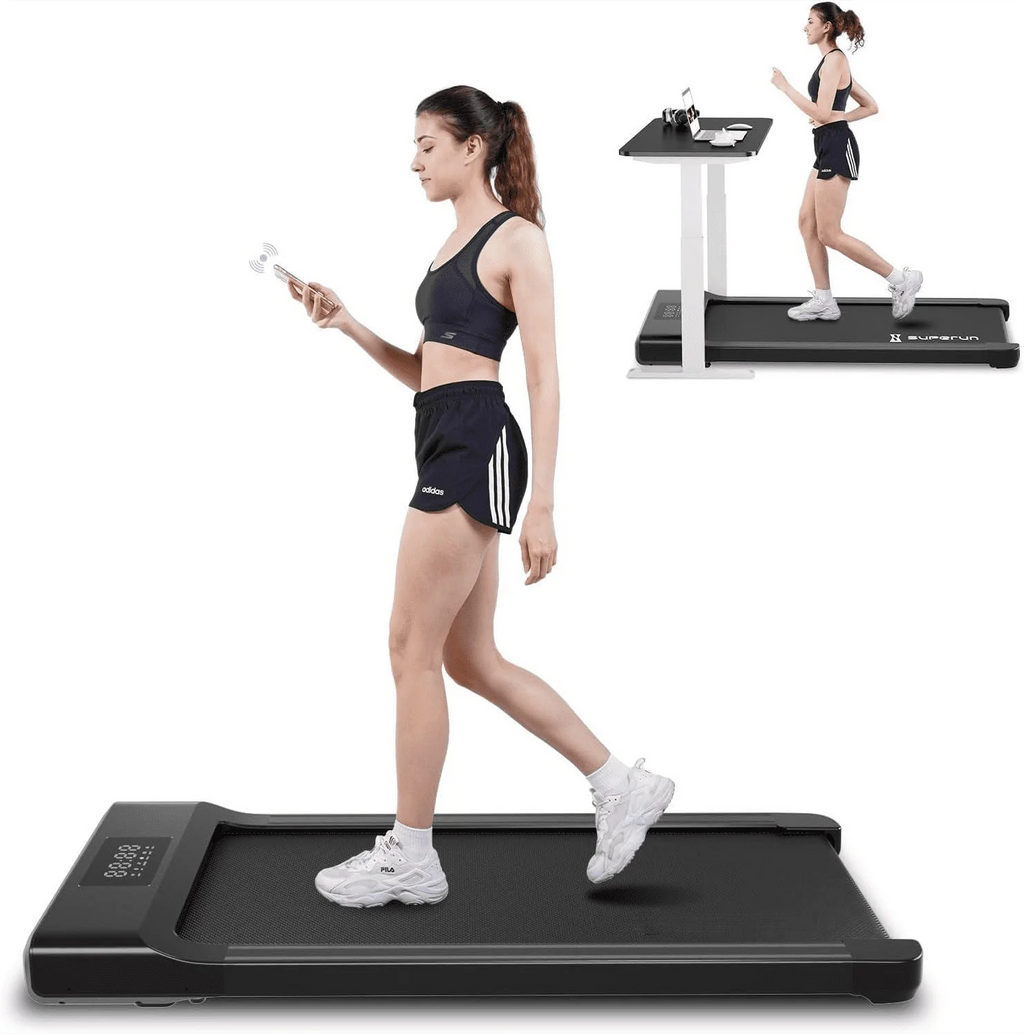 Walking Pad Treadmill 2 in 1 with Remote Control LED Display White I47876
