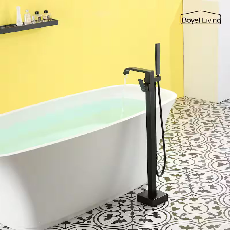 Single Handle Freestanding Bathtub Faucet with Handheld Shower Matte Black Q8813