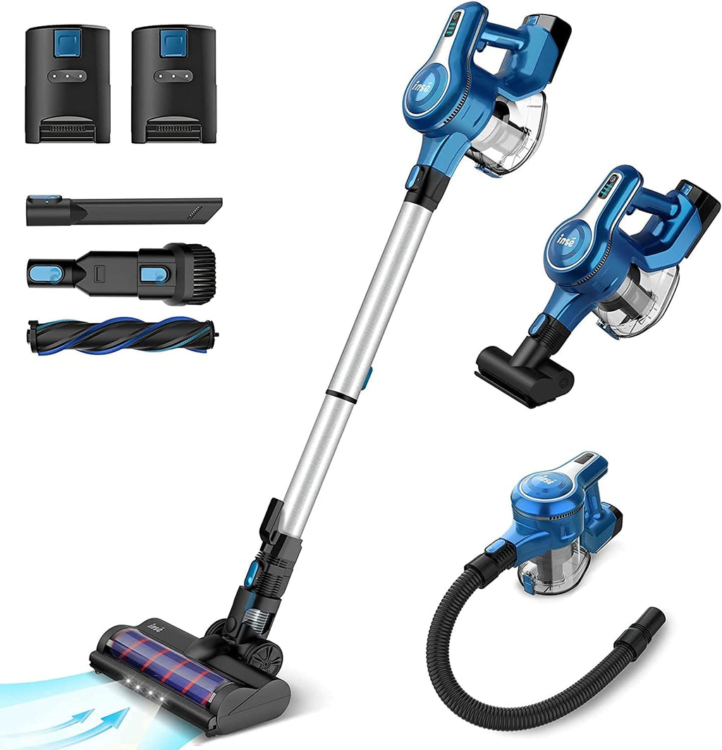 Cordless Stick Vacuum with 2 Batteries, Blue V1976