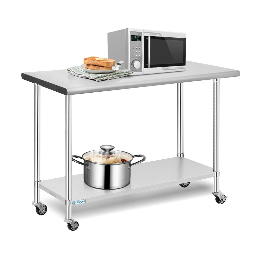 Stainless Steel Table 24x36 Inches with Caster Wheels and Undershelf I58009