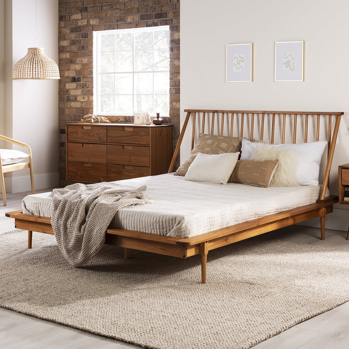 Queen Size Solid Wood Platform Bed X243