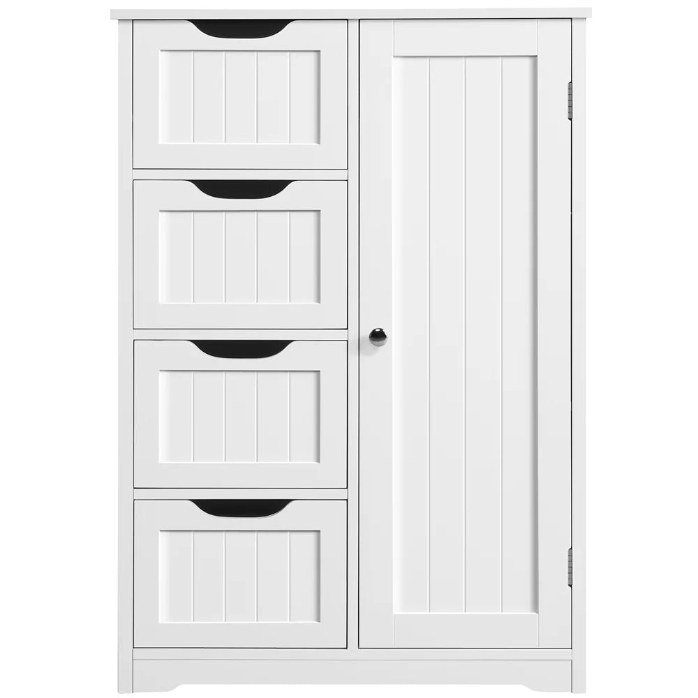 White 4 Drawer Wooden Bathroom Floor Cabinet P234