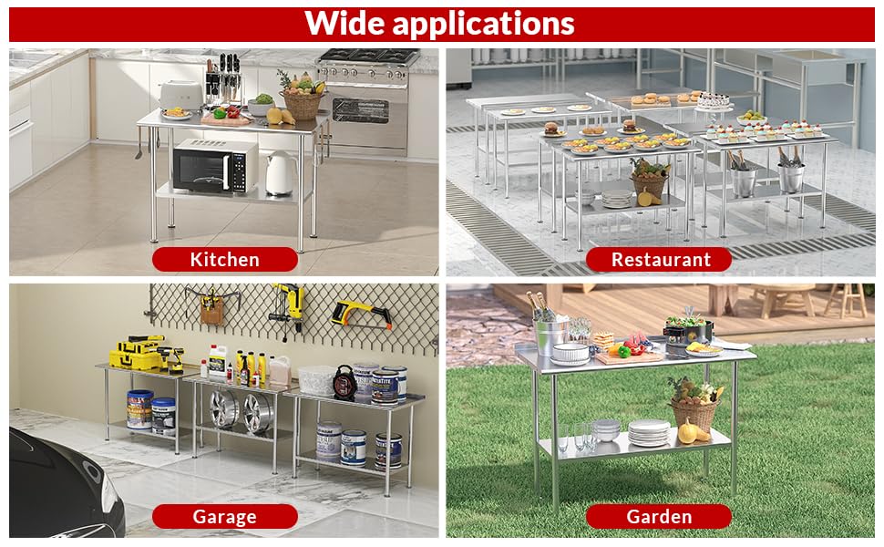 Stainless Steel 24 * 48 Inch Prep Table with Undershelf and Backsplash X115