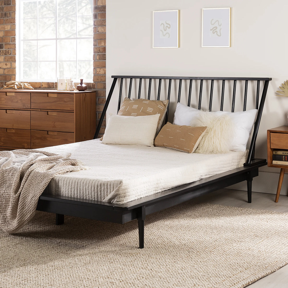 Queen Size Solid Wood Platform Bed X243