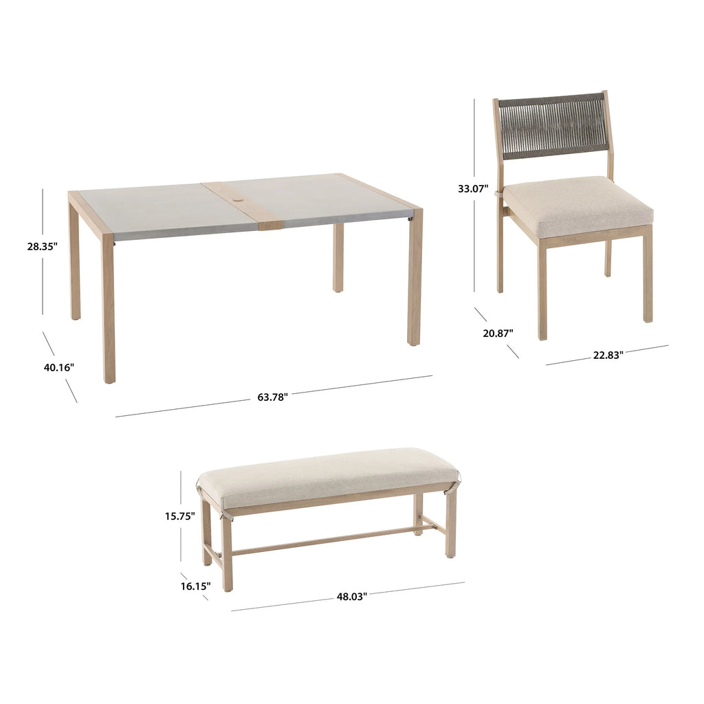 6-Piece Steel Outdoor Dining Set with Cushions E716967