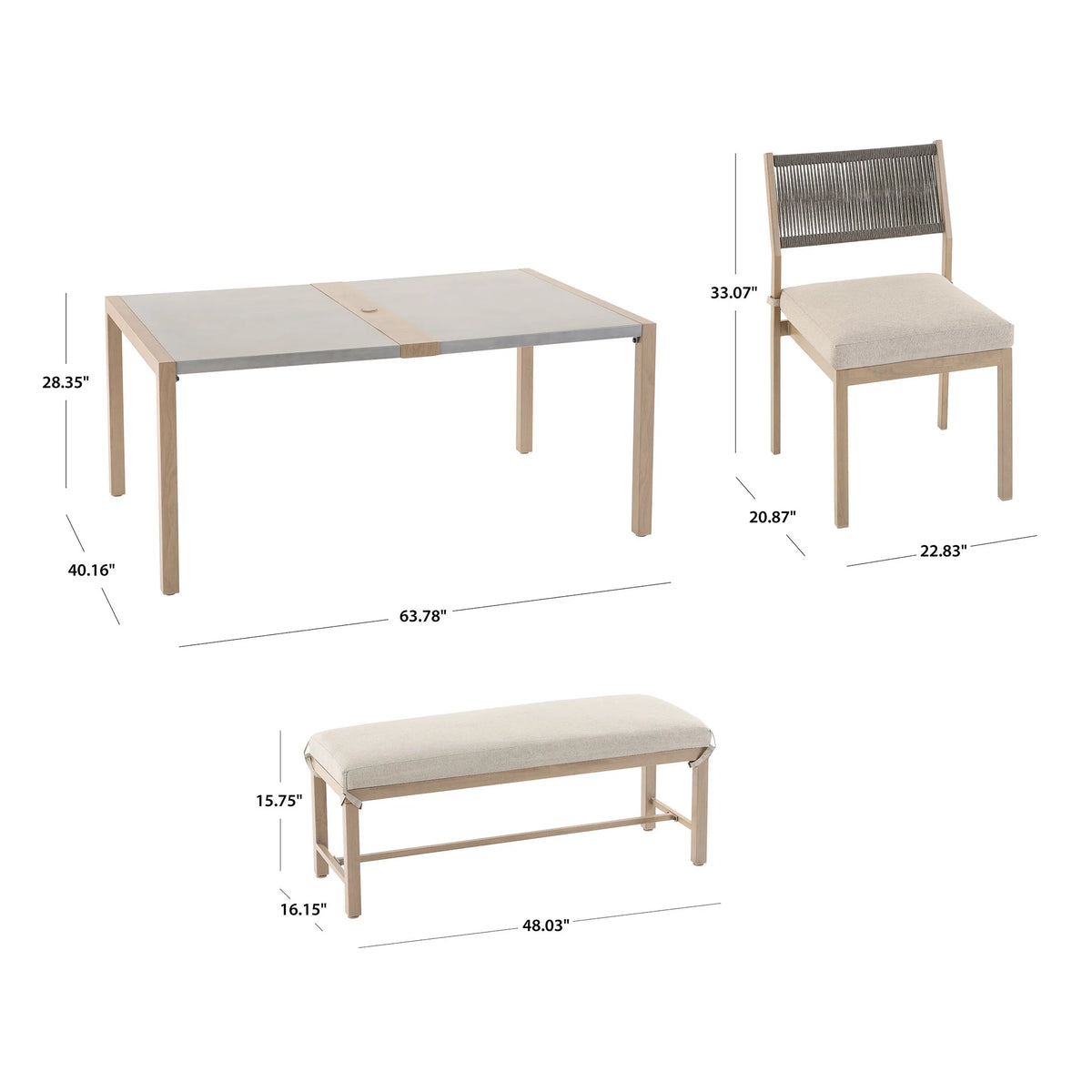6-Piece Steel Outdoor Dining Set with Cushions E716967