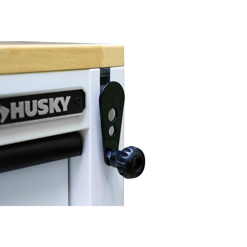 72 in. Heavy Duty Matte White Mobile Workbench Cabinet with Wood Top E5438