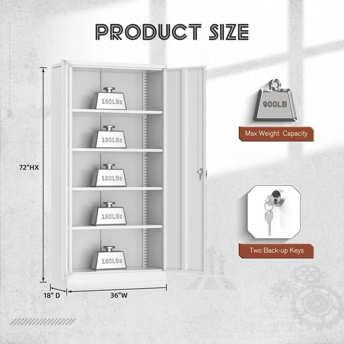 Black Metal Storage Cabinet with Locking Doors and Adjustable Shelves Q989
