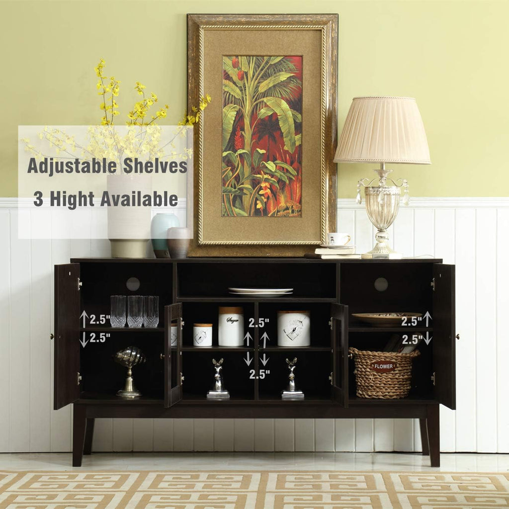Modern Solid Wood Sideboard Buffet Table Storage Cabinet with 4 Doors O2880