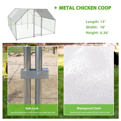 Large Metal Walk-in Chicken Coop with Anti-UV Cover I575