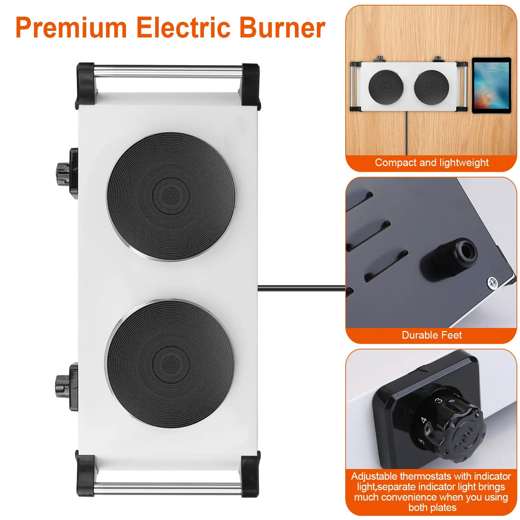 Portable Coil Heating Double/Single Burners Stove 2000W T817185
