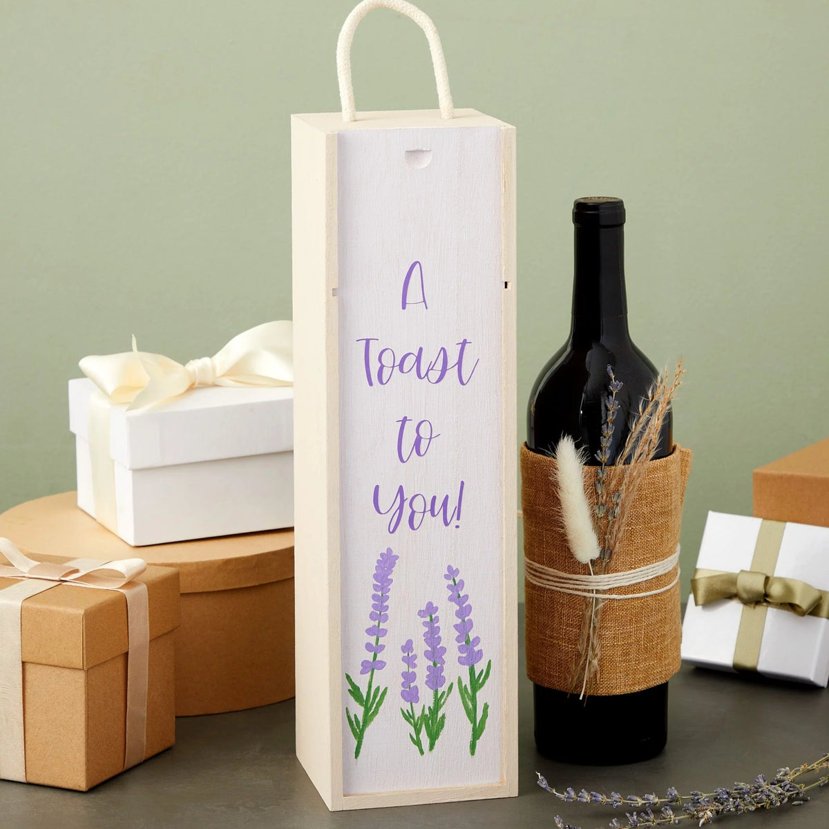 2 Pack Unfinished Wooden Wine Boxes with Handles R5733